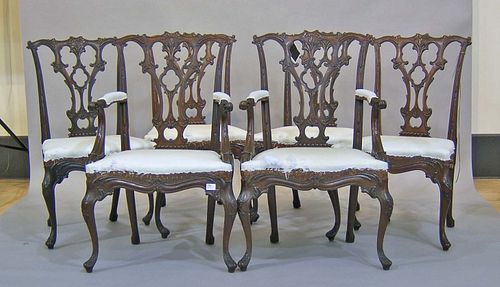 Set of 6 Chippendale style mahogany dining chairs,