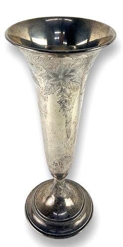 Large Sterling Silver Vase 14" Tall