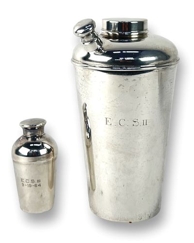 (2) Vintage Silver Cocktail Shakers