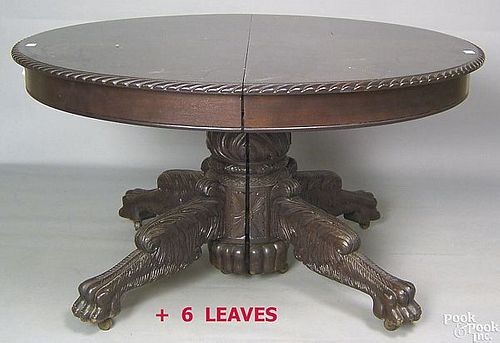Empire revival dining table, ca. 1900, 29 1/2" h.,