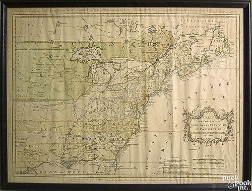 Engraved map of North American by J. Rocque, dated