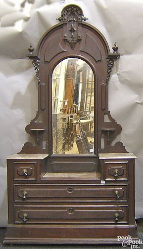 Victorian marble top dresser with mirror, 95" h.,8