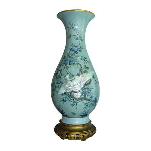 FRENCH SEVRES PORCELAIN PATE-SUR-PATE PORCELAIN VASE BY LEOPOLD-JULES JOSEPH GELY,  MID-19TH CENTURY