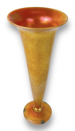 Lundberg Studios 13.5" Gold Aurene Vase 1996