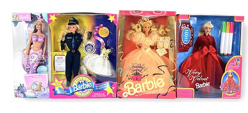 (4) Barbie Dolls Police Officer Very Velvet