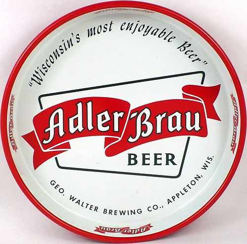1956 Adler Brau Beer 13 inch tray Wisconsin Appleton