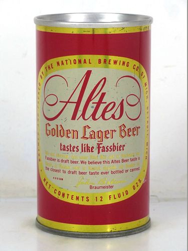 1965 Altes Golden Lager Beer 12oz T33-05v2 Zip Top Michigan Detroit