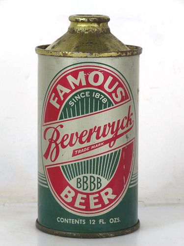 1938 Beverwyck Beer "Beverage" 12oz 152-10b Low Profile Cone Top New York Albany