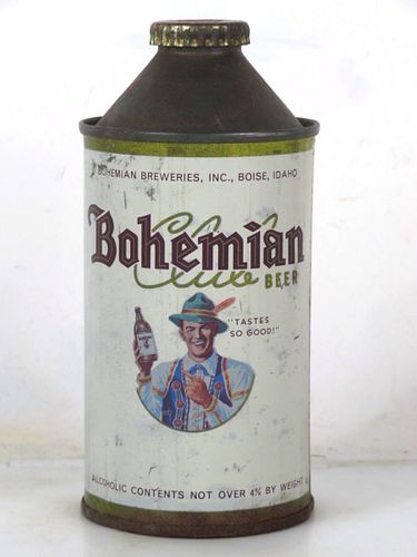 1956 Bohemian Club Beer 12oz 154-03 High Profile Cone Top Idaho Boise