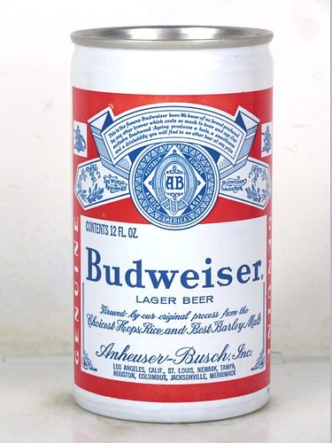 1970 Budweiser Lager Beer 12oz T48-03V Ring Top California Los Angeles