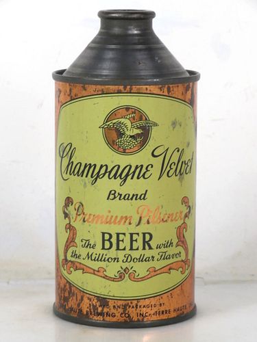 1955 Champagne Velvet Beer 12oz 157-08 High Profile Cone Top Indiana Terre Haute