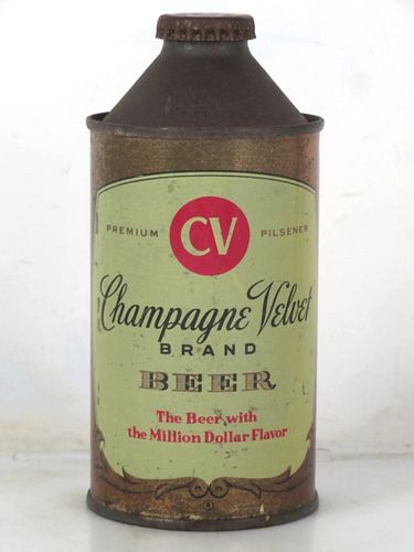 1953 Champagne Velvet Beer 12oz 157-10.0 High Profile Cone Top Indiana Terre Haute