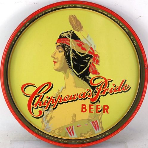 1945 Chippewa's Pride Beer 13 inch tray Wisconsin Chippewa Falls