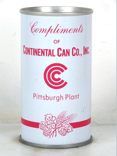 1972 Continental Can Co. test can Pittsburgh Pennsylvania 12oz Unpictured. Bank Top Can