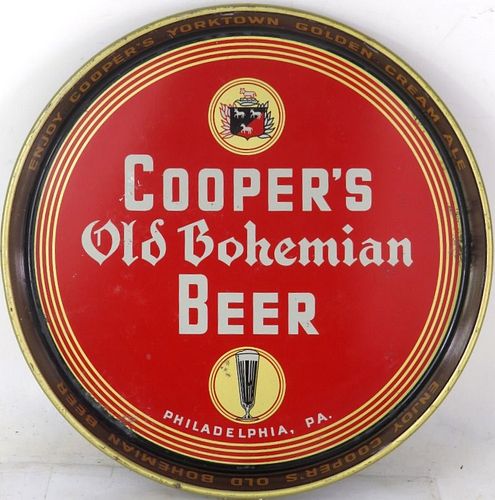 1948 Cooper's Old Bohemian Beer 12 inch tray Pennsylvania Philadelphia