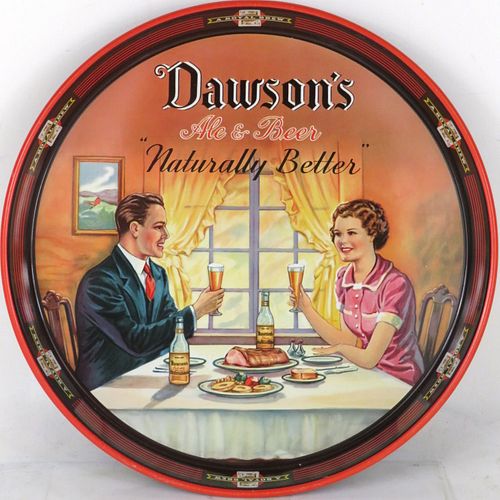 1943 Dawson's Ale & Beer 12 inch tray Massachusetts New Bedford