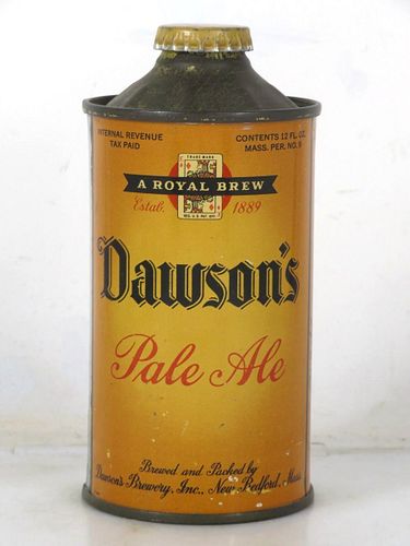 1940 Dawson's Pale Ale 12oz 158-27 Low Profile Cone Top Massachusetts New Bedford