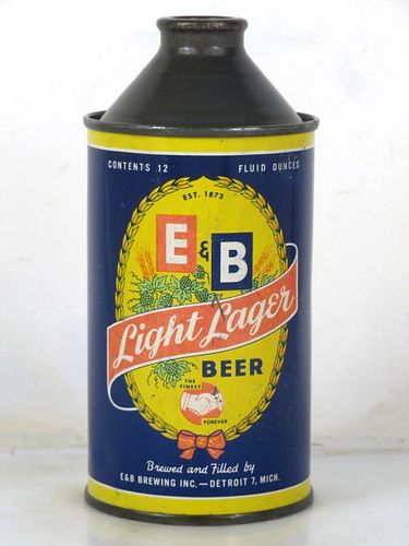 1946 E&B Light Lager Beer 12oz 160-17 High Profile Cone Top Michigan Detroit