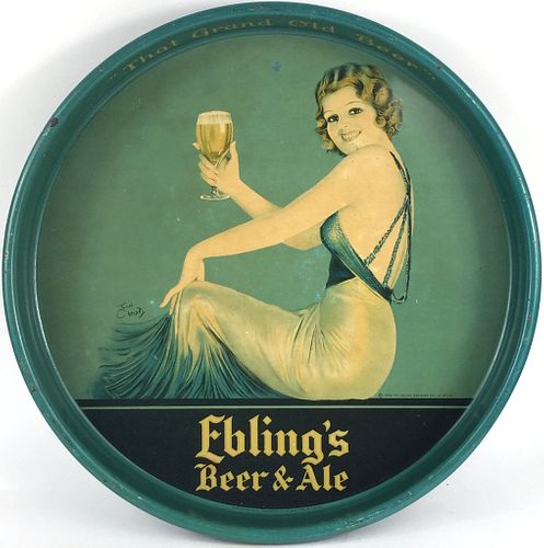 1934 Ebling's Beer & Ale 13 inch tray New York New York