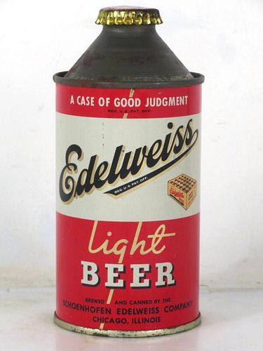 1951 Edelweiss Light Beer 12oz 160-31.2b High Profile Cone Top Illinois Chicago