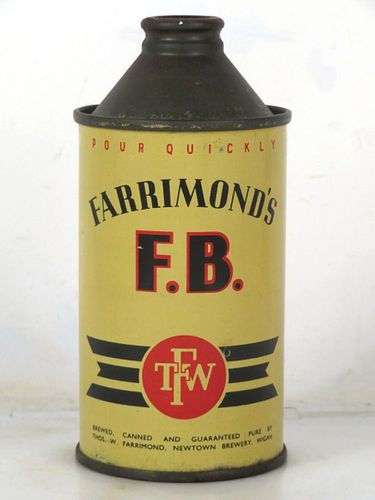 1951 Farrimond's FB Beer 12oz No Ref. High Profile Cone Top Wigan England