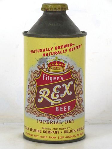 1952 Fitger's Rex Beer 12oz 162-29 High Profile Cone Top Minnesota Duluth