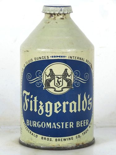 1948 Fitzgerald Burgomaster Beer 12oz 194-01V Crowntainer New York Troy