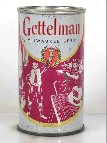1956 Gettelman Milwaukee Beer (Maroon) 12oz 69-17 Flat Top Wisconsin Milwaukee