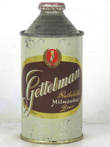 1953 Gettelman Rathskellar Beer 12oz 164-24 High Profile Cone Top Wisconsin Milwaukee
