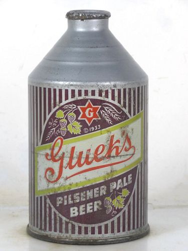 1955 Gluek's Pilsener Pale Beer 12oz 194-26 Crowntainer Minnesota Minneapolis