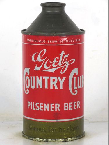 1948 Goetz Country Club Beer 12oz 165-14 High Profile Cone Top Missouri St. Joseph