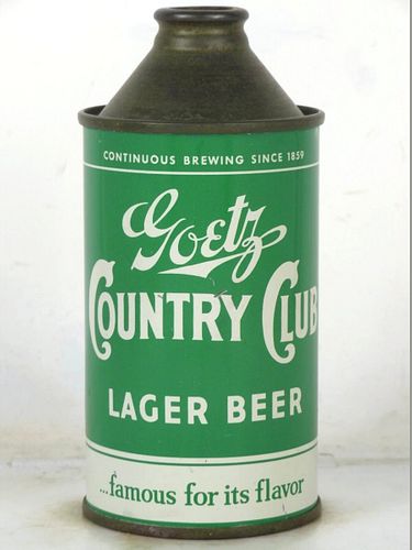 1939 Goetz Country Club Lager Beer 12oz 165-17.1 High Profile Cone Top Missouri St. Joseph
