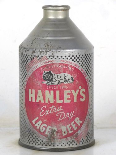 1946 Hanley's Extra Dry Lager Beer 12oz 195-14v2 Crowntainer Rhode Island Providence