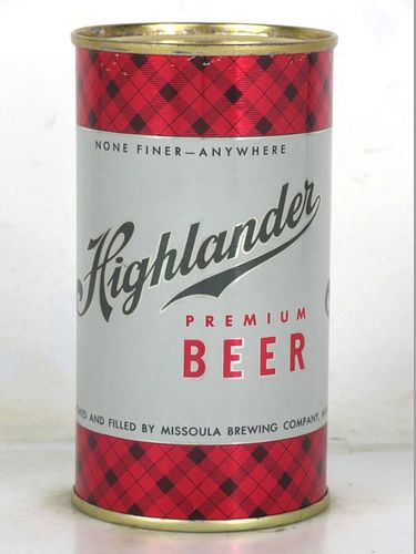1958 Highlander Beer 12oz 82-12.1 Flat Top Montana Missoula