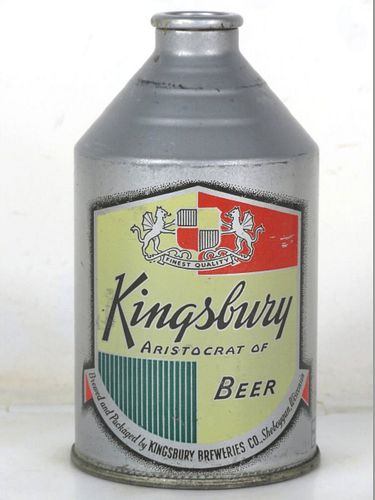 1950 Kingsbury Beer 12oz 196-15 Crowntainer Wisconsin Sheboygan