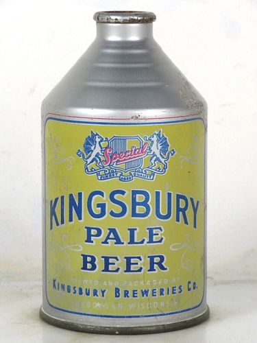 1939 Kingsbury Pale Beer 12oz 196-Unpictured Crowntainer Wisconsin Sheboygan