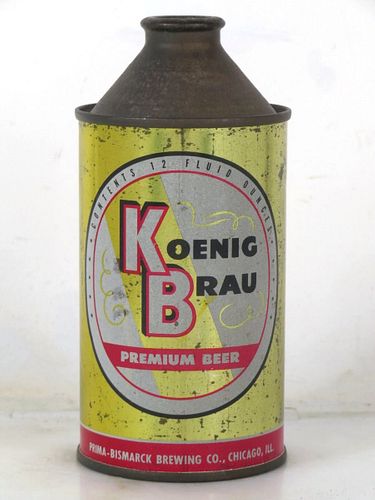 1950 Koenig Brau Premium Beer 12oz 172-Unpictured High Profile Cone Top Illinois Chicago