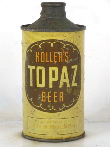 1937 Koller's Topaz Beer 12oz 173-03 Juice Top Illinois Chicago