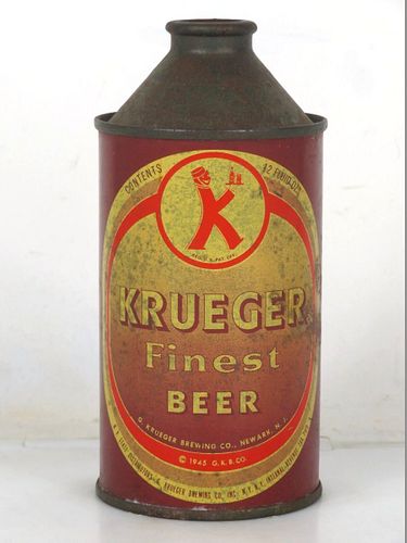1947 Krueger Finest Beer 12oz 172-11 High Profile Cone Top New Jersey Newark JD