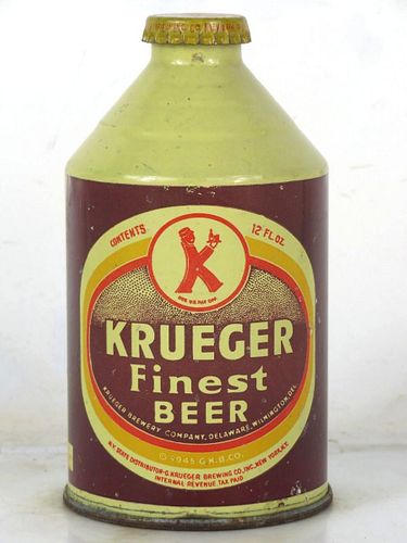 1948 Krueger Finest Beer mpm 12oz 196-21 Crowntainer Delaware Wilmington