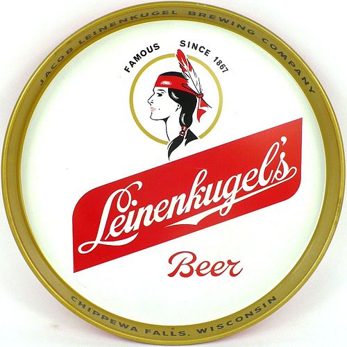 1957 Leinenkugel's Beer 12 inch tray Wisconsin Chippewa Falls