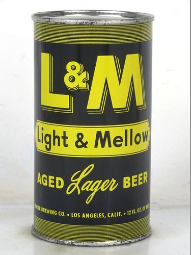 1957 Light & Mellow Beer 12oz 92-05 Bank Top California Los Angeles