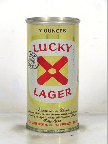 1962 Lucky Lager Beer 7oz 242-01v? Flat Top California San Francisco