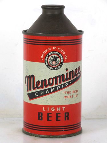 1948 Menominee Champion Beer 12oz 173-18.2a High Profile Cone Top Michigan Menominee