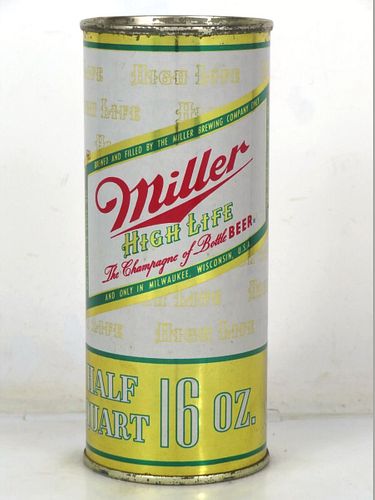 1959 Miller High Life Beer 16oz One Pint 232-23.1 Flat Top Wisconsin Milwaukee