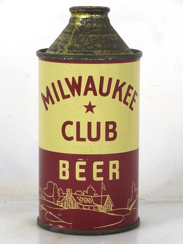 1938 Milwauke Club Beer 12oz 174-01 High Profile Cone Top Wisconsin Milwaukee