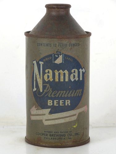1946 Namar Premium Beer 12oz 174-19b High Profile Cone Top Pennsylvania Philadelphia