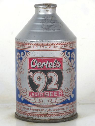1948 Oertel's '92 Lager Beer 12oz 197-13 Crowntainer Kentucky Louisville