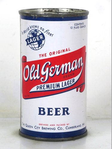 1957 Old German Beer 12oz 106-30.2 Flat Top Maryland Cumberland