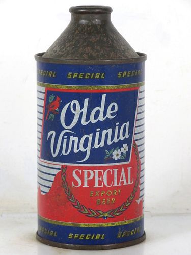 1950 Olde Virginia Special Beer 12oz 178-14 High Profile Cone Top Virginia Roanoke